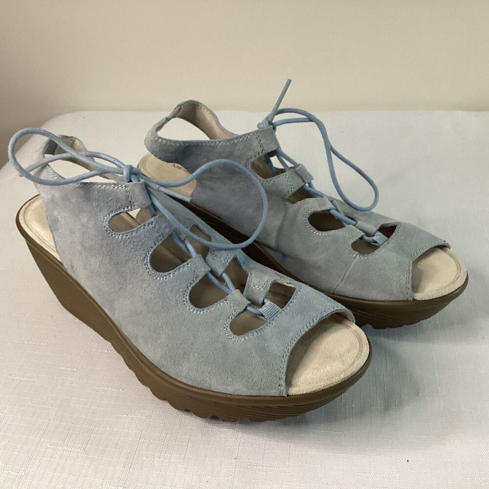 Skechers Light Blue Suede Lace-up Sandal Size 9
